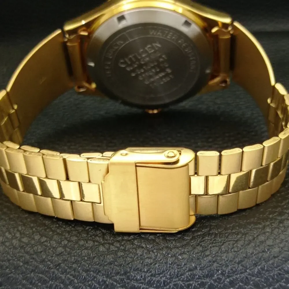 Vintage 1971 Citizen Automatic Mens Gold Watch W/daydate & Red accents